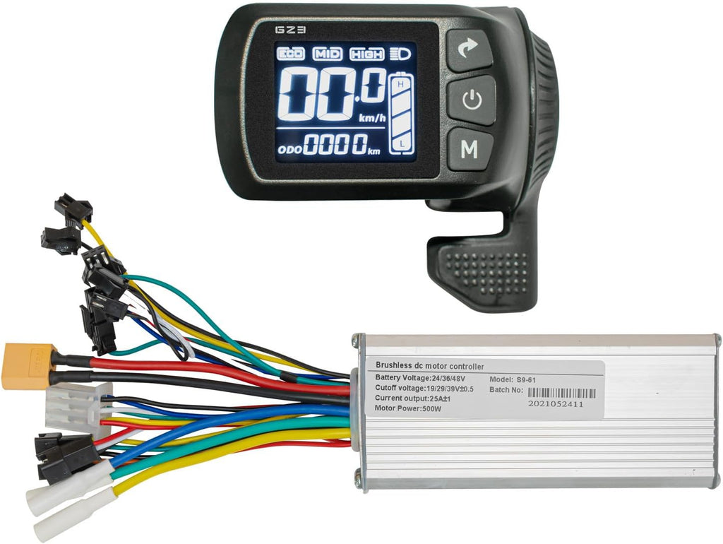 24V 36V 48V Ebike Controller Kit 500W Brushless Controller and LCD Display | 25A Brushless Motor Controller for