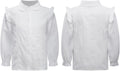 Girls' Long Sleeve Button Down Shirt Cotton Oxford Blouse Tops Kids School Uniform Ruffle Dress Shirts