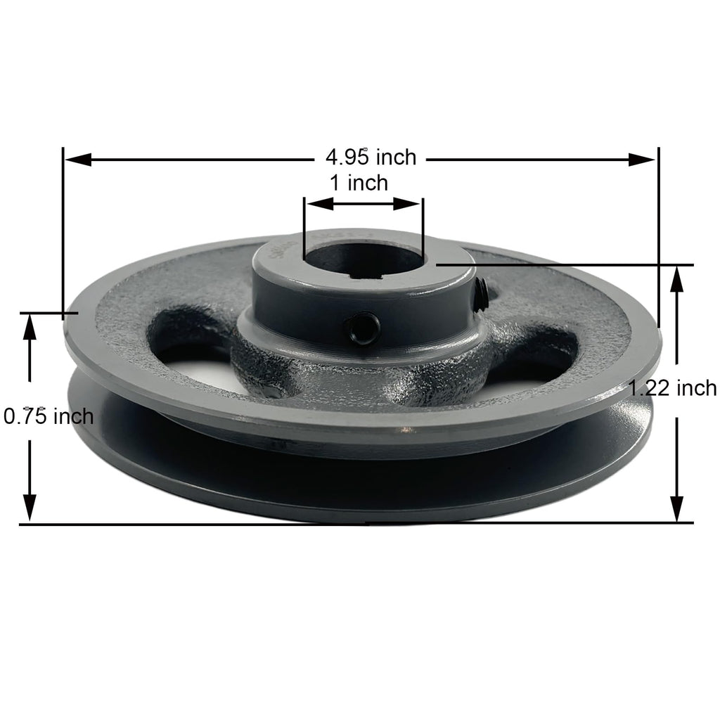 Saelno AK51-1 V Belt Pulley 1 inch Bore 4.95" OD,Mechanical Pulleys Cast Iron for A AX 3L 4L V-Belts,AK511 Pulley