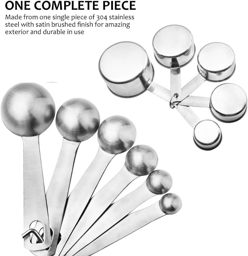 11 Piece Stainless Steel Measuring Spoons Cups Set, Premium Stackable Tablespoons Measuring Set for Gift Dry Liquid