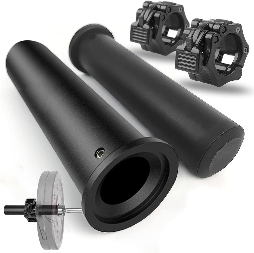 GreenBean 2PCS Olympic Adapter Sleeve 11.8" with Olympic Barbell Clamps 2", Converts 1" Standard Weight Plate Posts