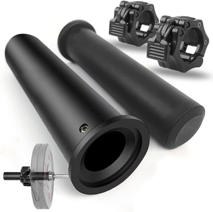 GreenBean 2PCS Olympic Adapter Sleeve 11.8" with Olympic Barbell Clamps 2", Converts 1" Standard Weight Plate Posts