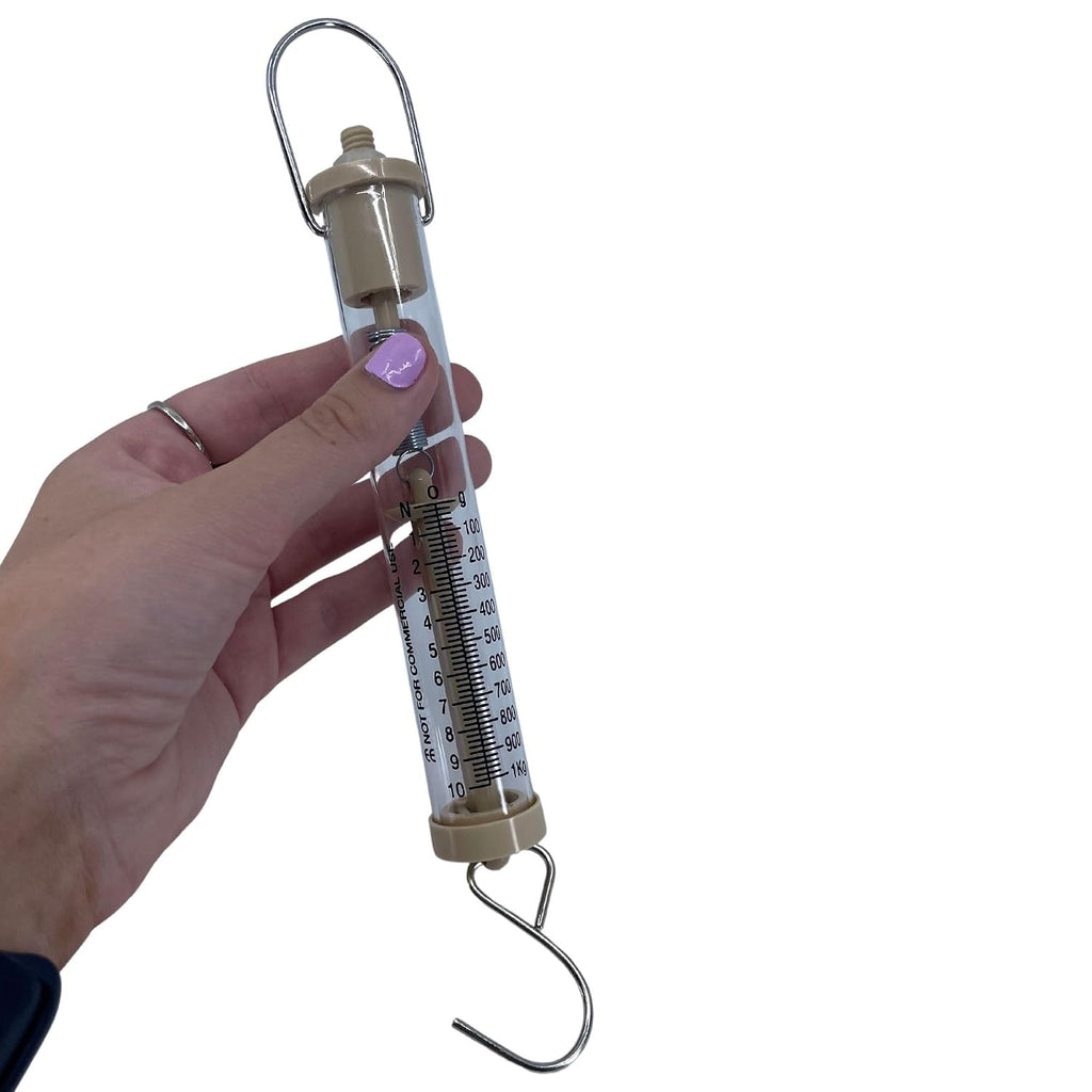 EISCO Newton Force Meter Spring Scale - Max Capacity 10N, 1 kg, Dual Scale Labeled.