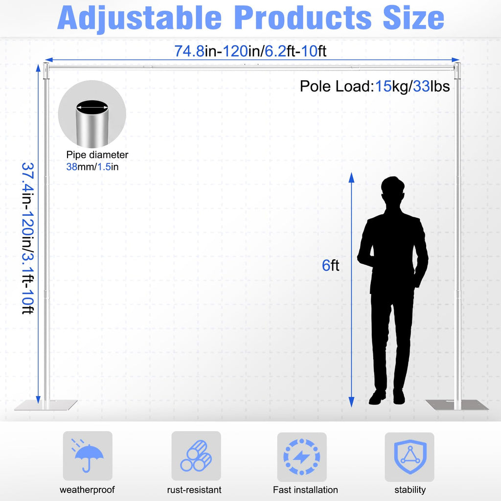 Pipe and Drape Backdrop Stand 10FT x 10FT, Adjustable Backdrop Stand Heavy Duty, Background Stand, Backdrop Stand for