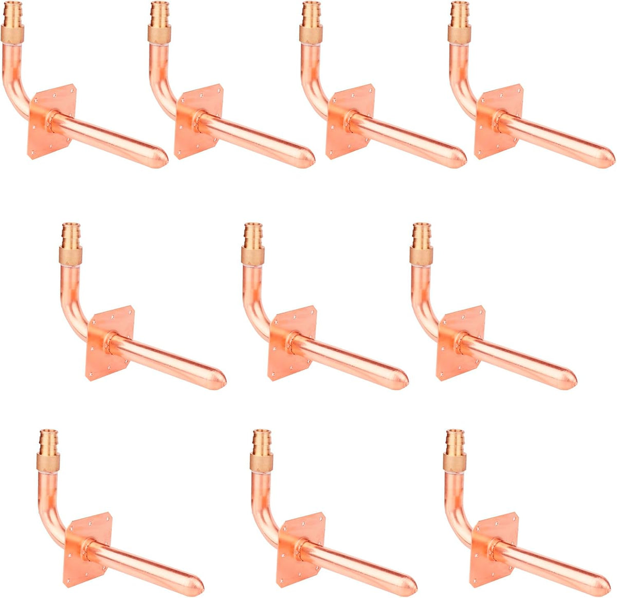 WHK 10 packs Pex-A Copper Stub Out Elbows with Wall Flange 1/2" x 6"