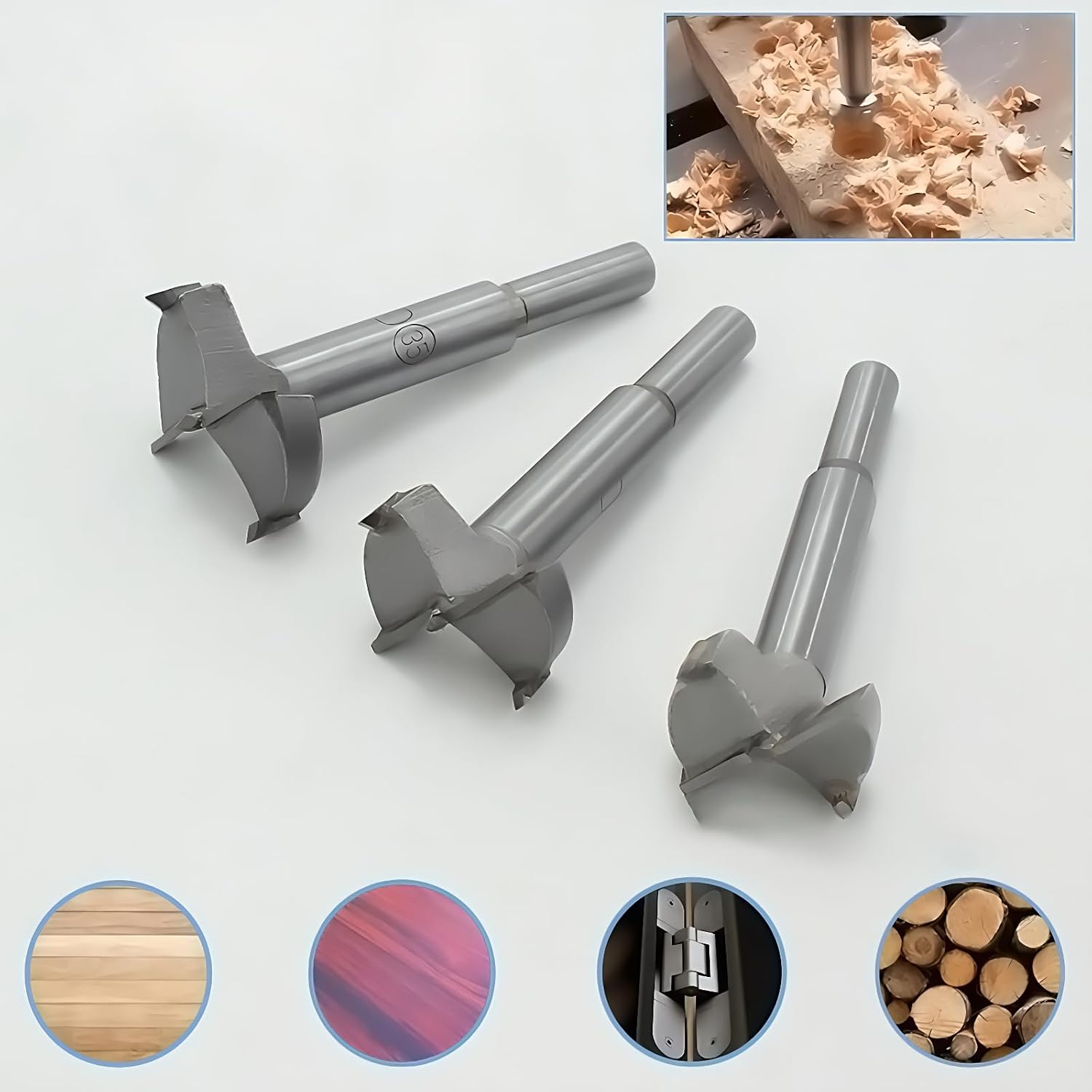 Forstner Drill Bit Set 15-35mm 16 Pcs Carbide Forstner Bits HSS | Wood Tool Punching Bit Wood Slabs Flat Wing