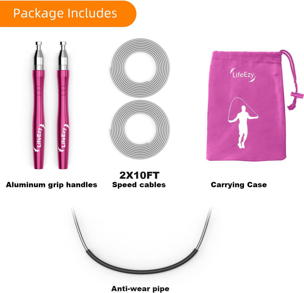 Jump Rope, High Speed Weighted Jump Rope - Premium Quality Tangle-Free - Self-Locking Screw-Free Design - Jump Ropes