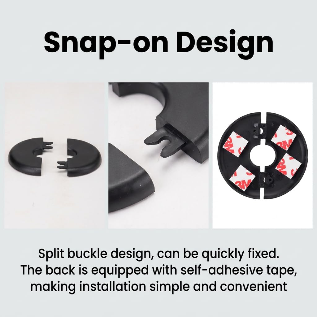 2pcs Wall Split Flange, Black Self-Adhesive Pipe Cover Escutcheon Plate