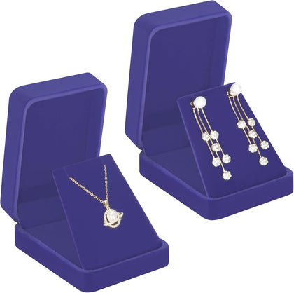 2 Pieces Velvet Jewelry Gift Boxes for Necklace Pendant Earring Bracelet, Small Jewelry Storage Display Case for