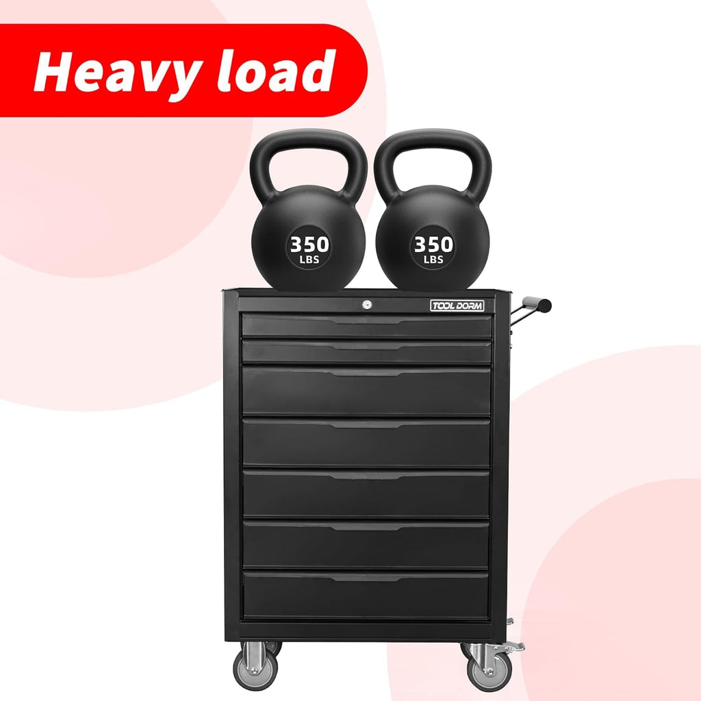 Rolling Tool Chest, 7-Drawer Small Tool Cabinet, Metal Tool Box with Wheels & Locking System, Ergonomic Push-Pull