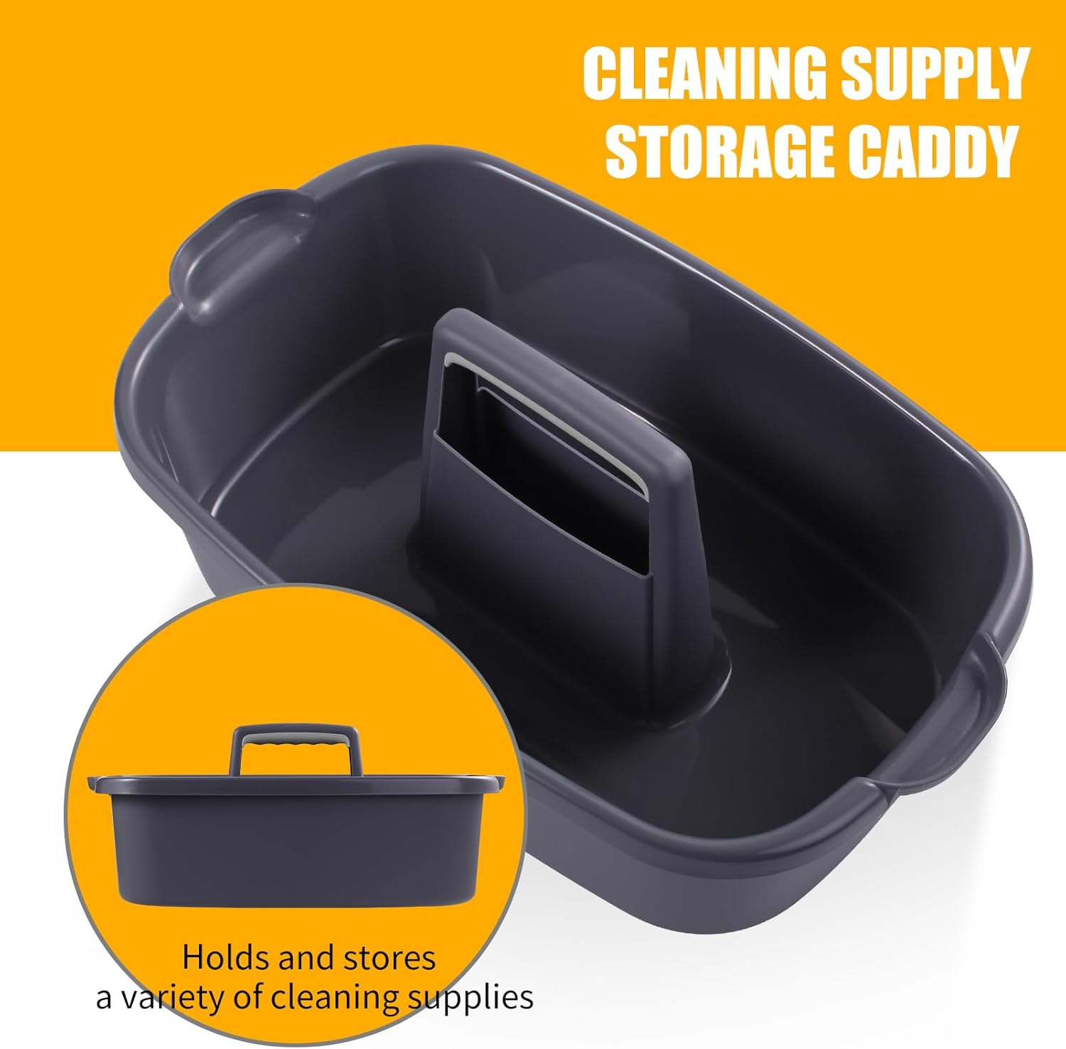 2-Pack Large Gray Cleaning Caddy for Cleaning Supplies with Handle - Portable Plastic Tote Organizer for Shower