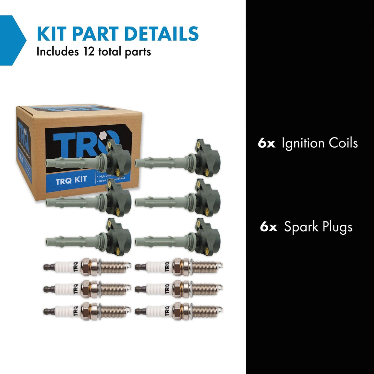 TRQ Ignition Coil & Spark Plug Kit 12 Piece Iridium Plugs