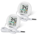 Refrigerator Thermometer 2 Pack IP65 Waterproof, with External Sensor, Fridge Temperature Monitor for Home