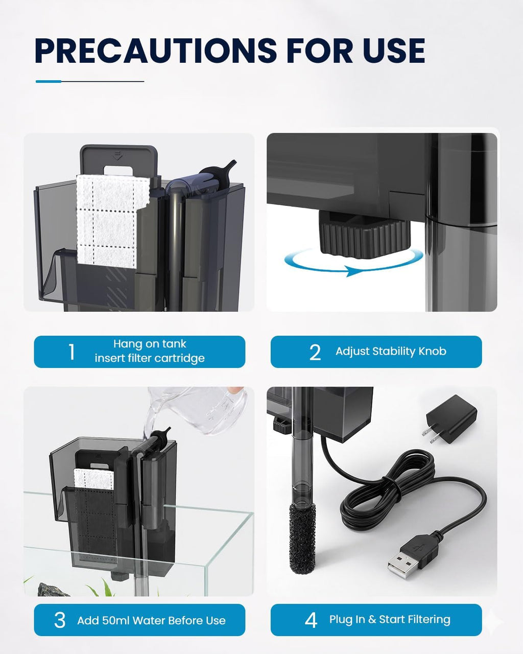 Small Fish Tank Filter Slim Aquarium Filter