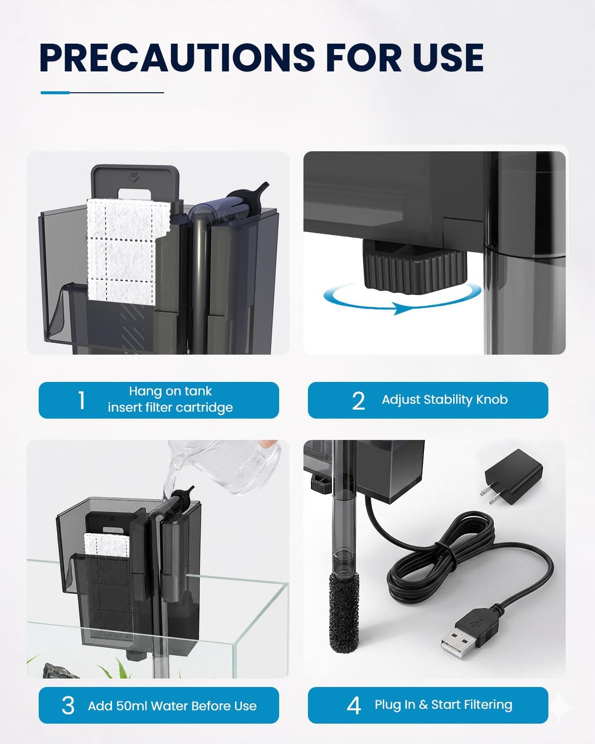 Small Fish Tank Filter Slim Aquarium Filter