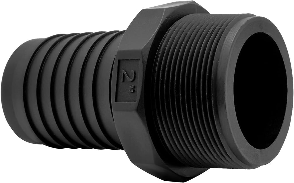 2 pcs 2" Barb x 2" NPT Male Connector, Plastic Hose Barb Fitting