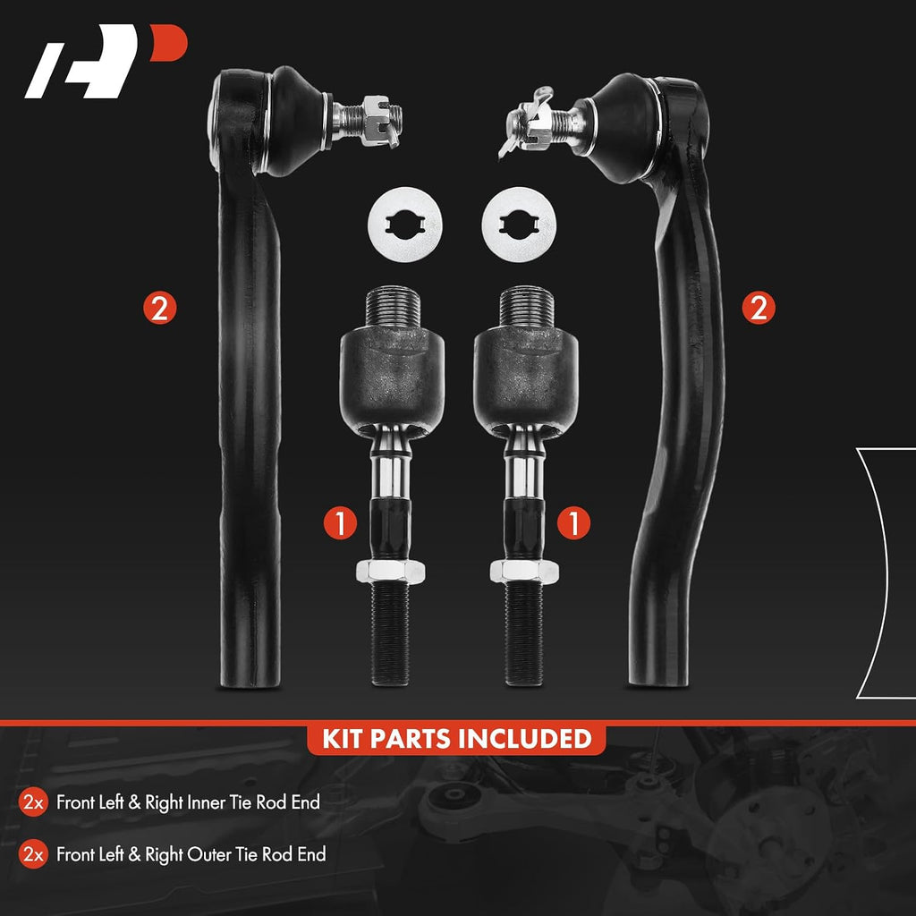 A-Premium Front Inner & Outer Tie Rod End Kit Fix Uneven Tire Wear