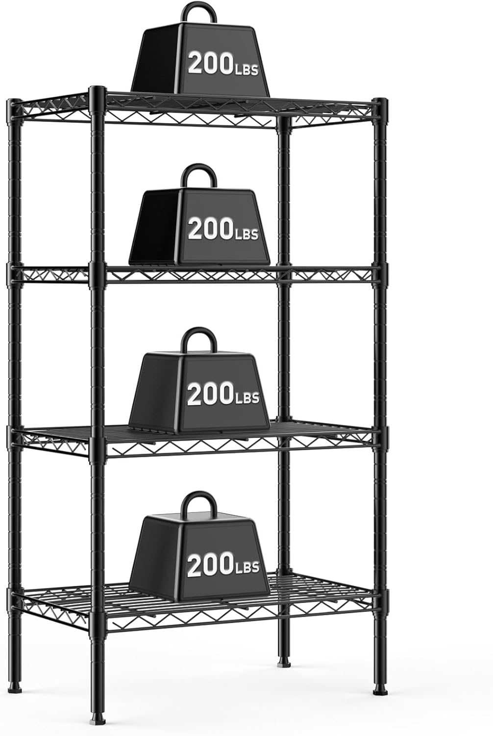 4-Tier Metal Wire Storage Shelves, Adjustable Standing Storage Rack Shelf, Heavy Duty Steel Shelving Unit Organizers