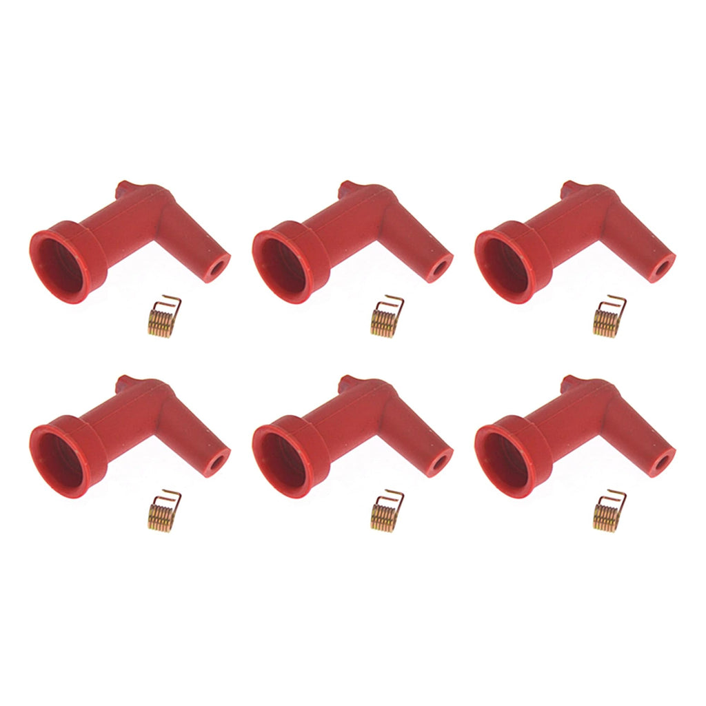 90-Degree Right Angle Red Spark Plug Boot, 6-Pack Replacement for Yamaha Parsun Outboard 15-60HP, Female Socket with Spring, Durable Rubber Connector