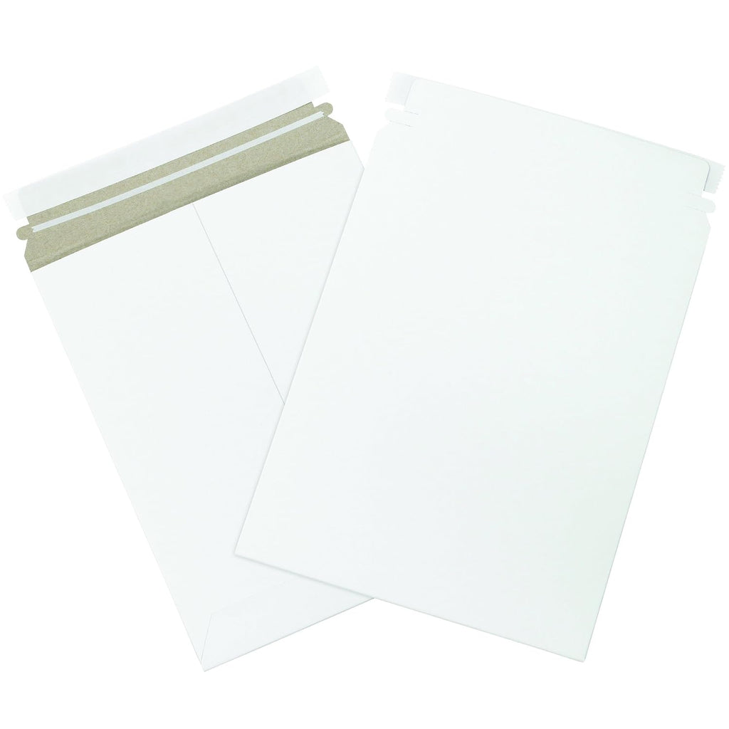 9 x 11 1/2" Stayflats Brand Rigid Flat Mailers, White (Pack of 25) Photo Document Mailers, Peel & Seal Closure, Tear