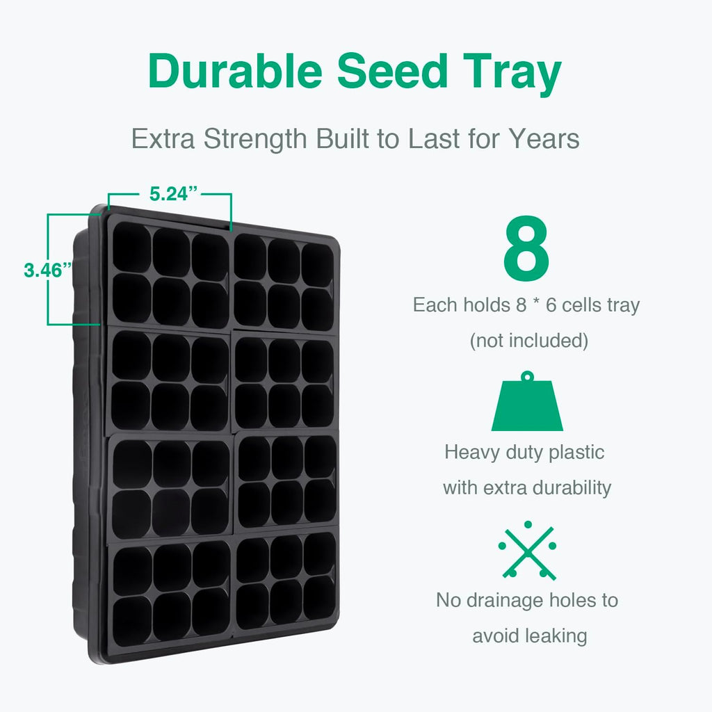 Thick Plastic 5-Set Strong Seed Starter Trays with 5" Humidity Domes