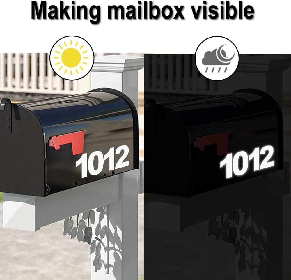 Reflective Mailbox Numbers Sticker Decal Die Cut Bold Classic Style Vinyl Number 2" Self Adhesive 4 Sets for Mailbox