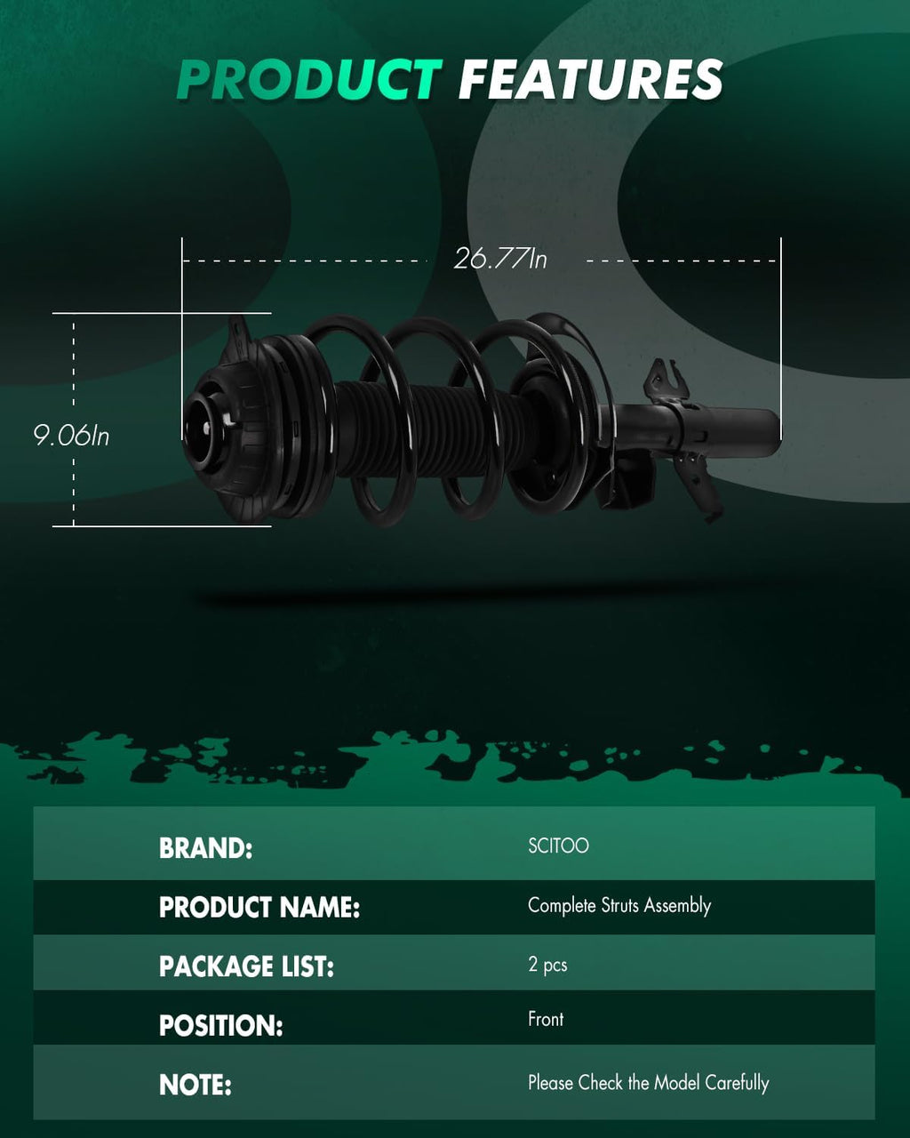 SCITOO Front Strut Spring Assembly fit 2014-2018 For Jeep for Cherokee AWD