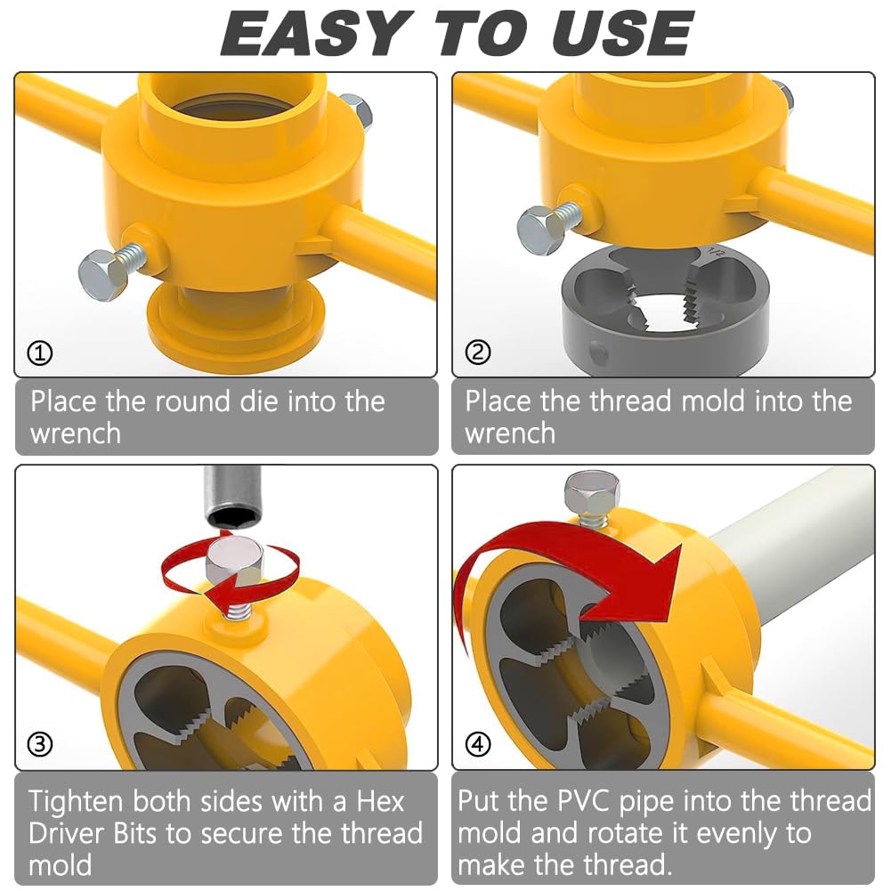 Saipe 6Pcs PVC Thread Maker Tool Pipe Threader Plumbing Tool Kit