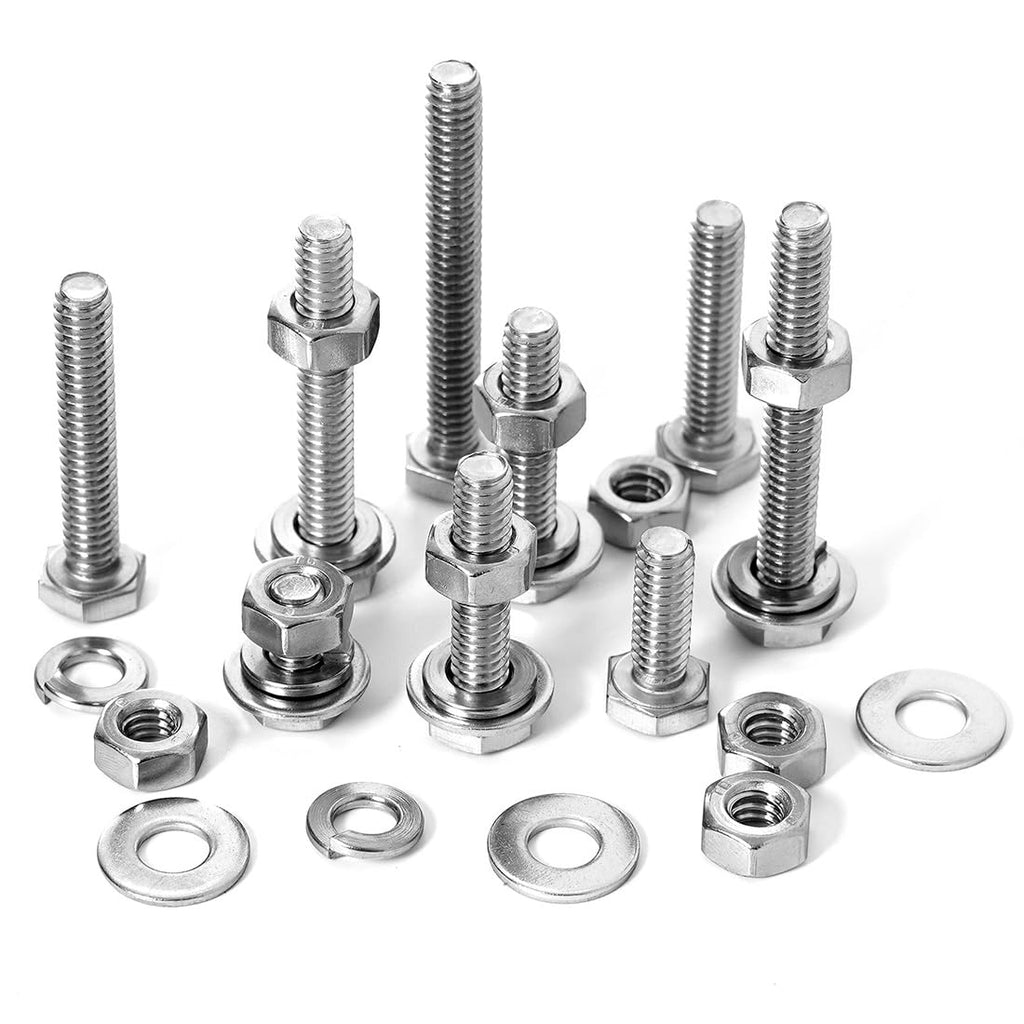 1/4-20 Hex Bolts Assortment Kit, with Hex Nuts, Flat & Lock Washers Set