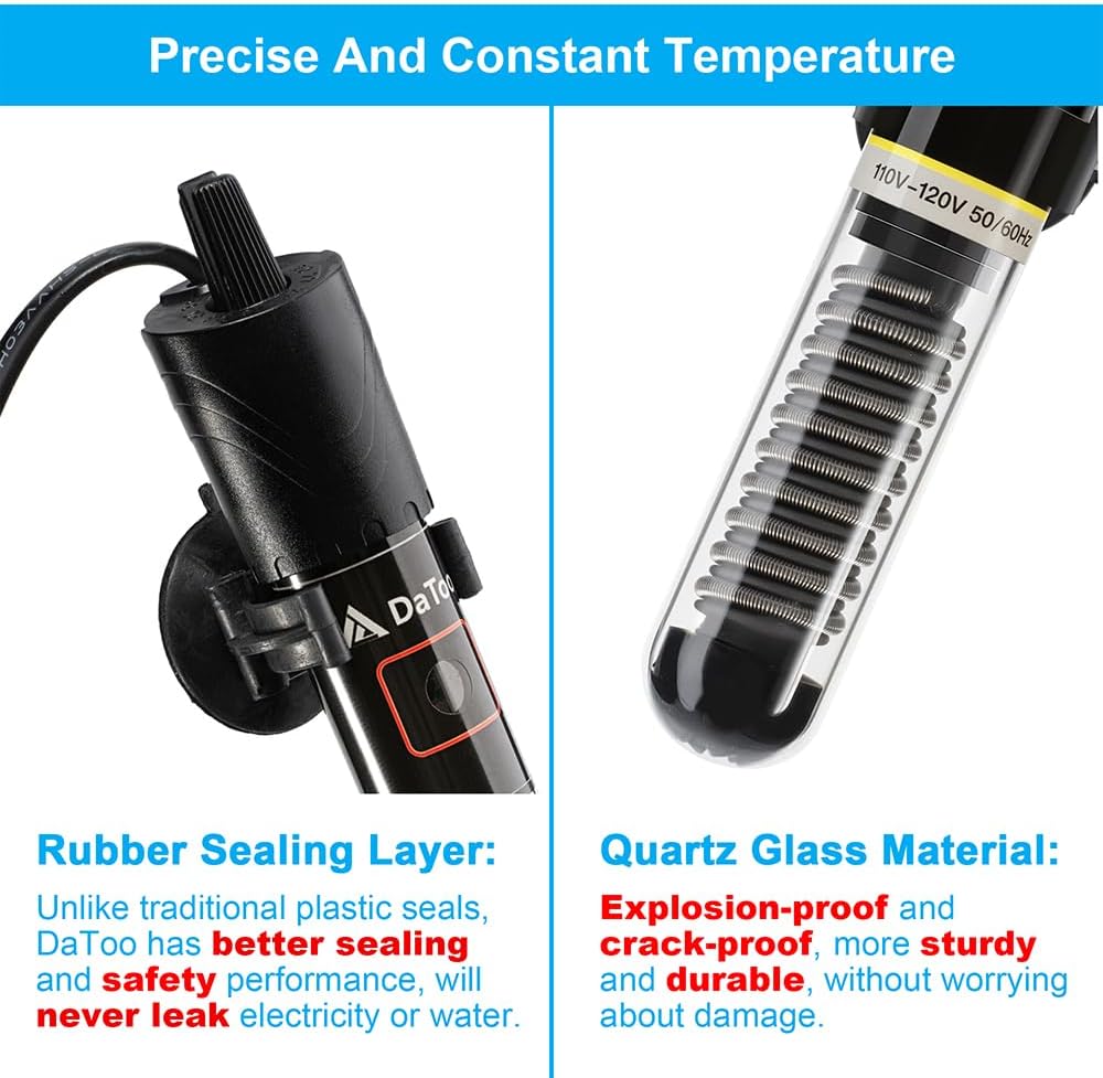 Mini Aquarium Heater 50W Small Fish Tank Heater 50 Watt with Free Thermometer Sticker(50W)