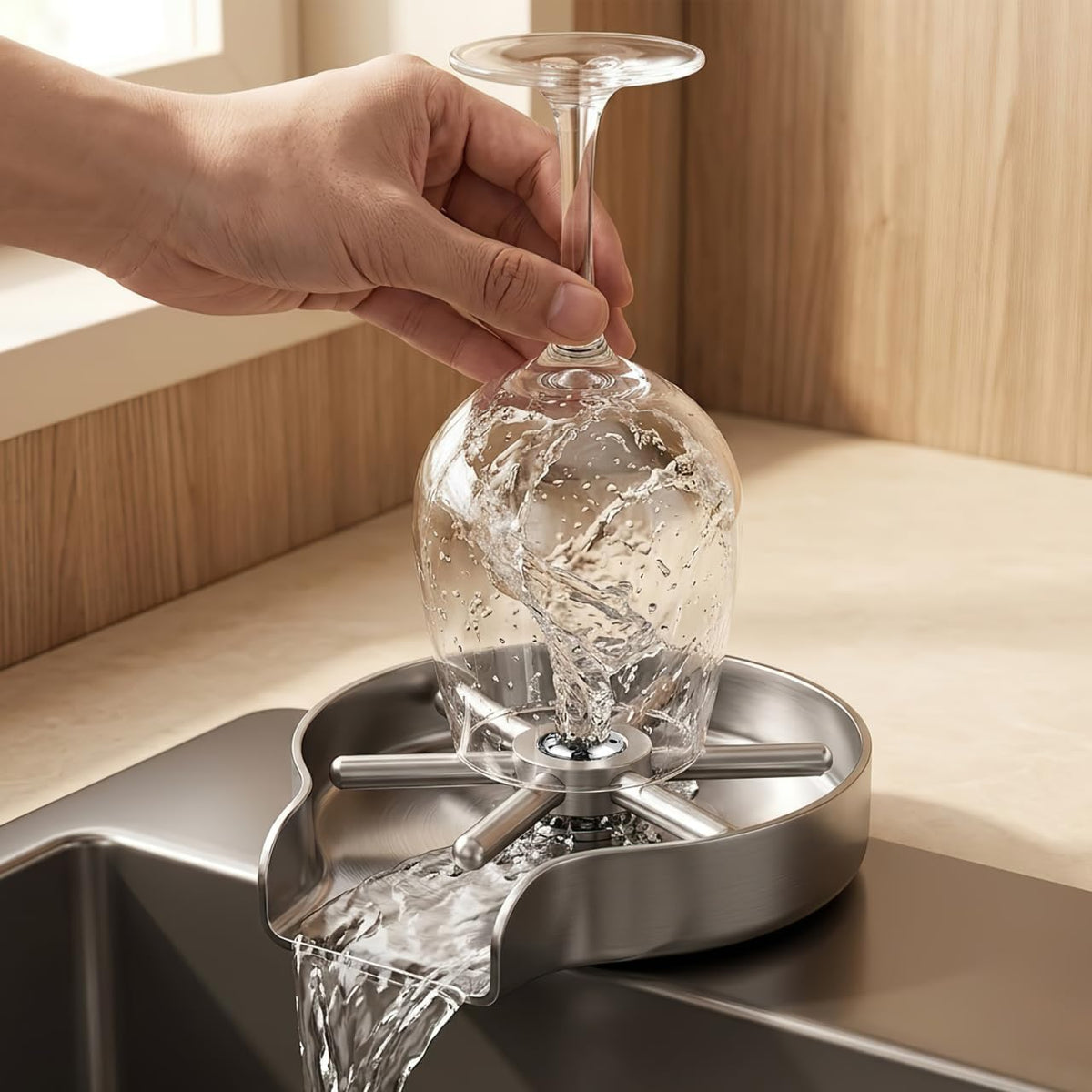 Glass Rinser Head Replacement Pitcher Rinser Stainless Steel Disk Bar Cup Washer Faucet Head Bottle Washer Snowflake