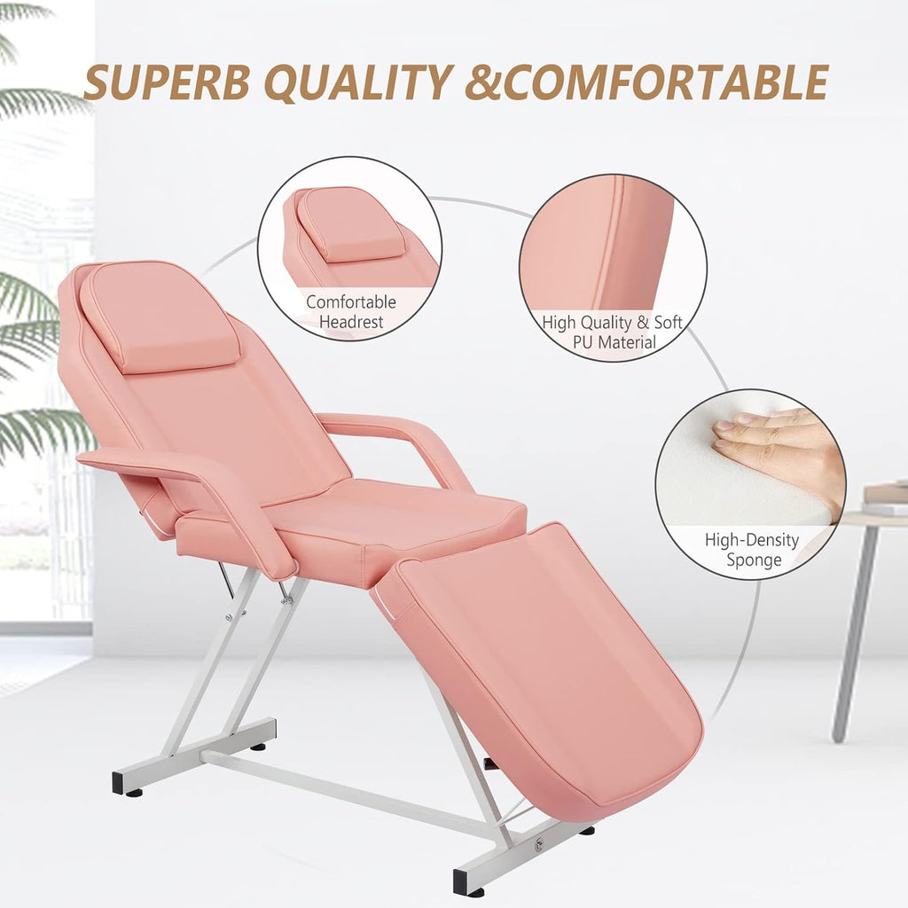 Massage Salon Tattoo Chair Esthetician Bed with Upgraded Hydraulic Stool,Multi-Purpose 3-Section Facial Bed Table
