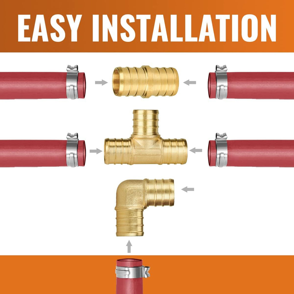 SUNGATOR 15-Pack 3/4 Inch PEX Fittings Kit, 5 Each Elbow, Tee, Coupling Kit