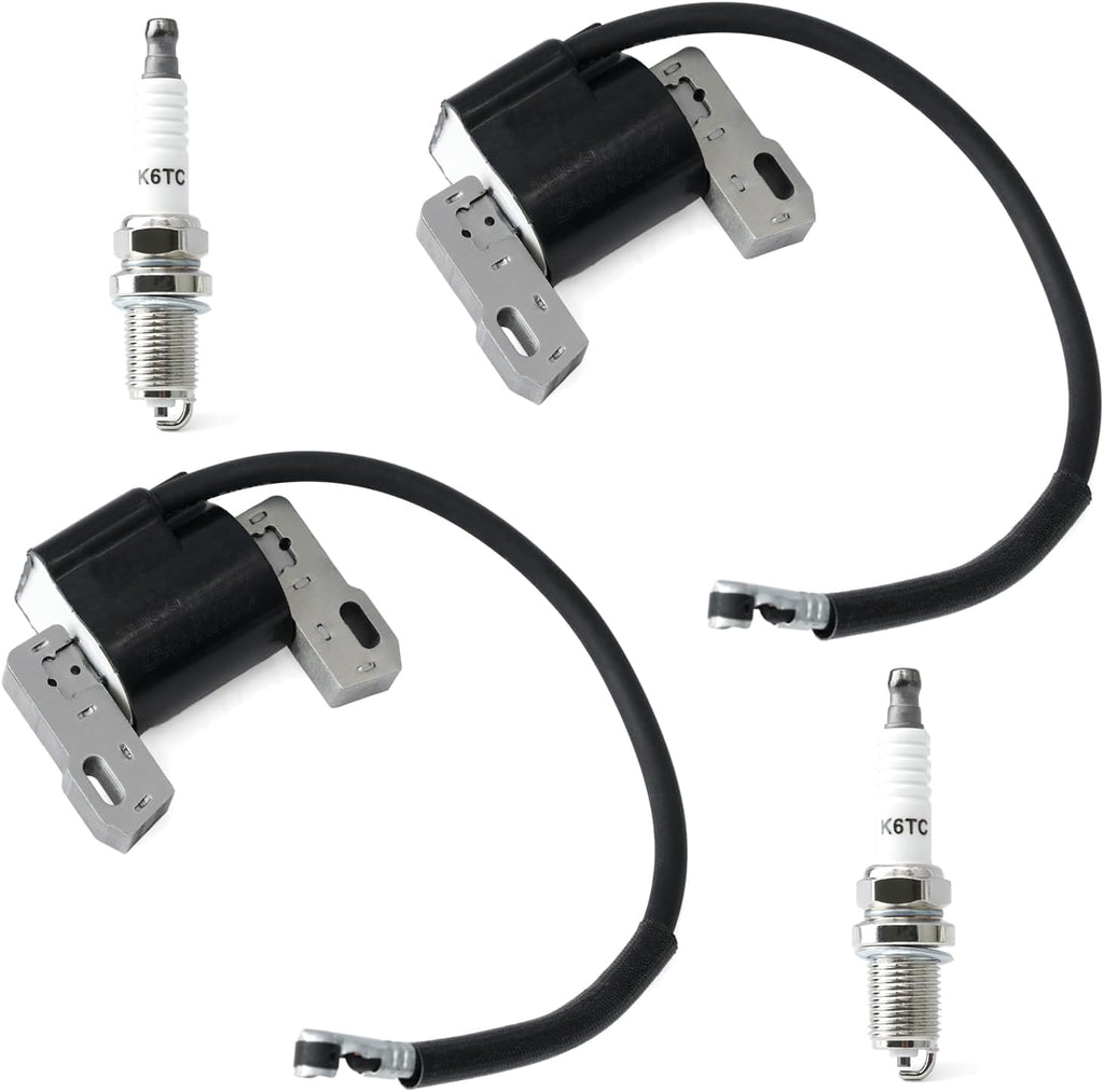 MIA12788 Ignition Coil Compatible with John Deere Z515E Z525E Z535M Z535R Z425 Z435 Z445 LA130 LA135 LA140 LA145 LA150 LA155 Lawn Tractors Mowers, Replace LG691060 MIA12346 w/Spark Plug 2Pcs