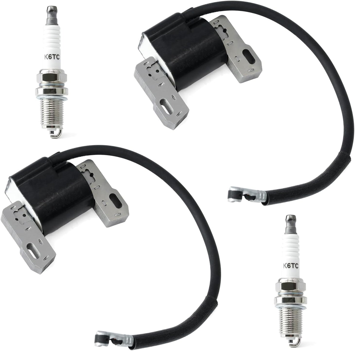 MIA12788 Ignition Coil Compatible with John Deere Z515E Z525E Z535M Z535R Z425 Z435 Z445 LA130 LA135 LA140 LA145 LA150 LA155 Lawn Tractors Mowers, Replace LG691060 MIA12346 w/Spark Plug 2Pcs