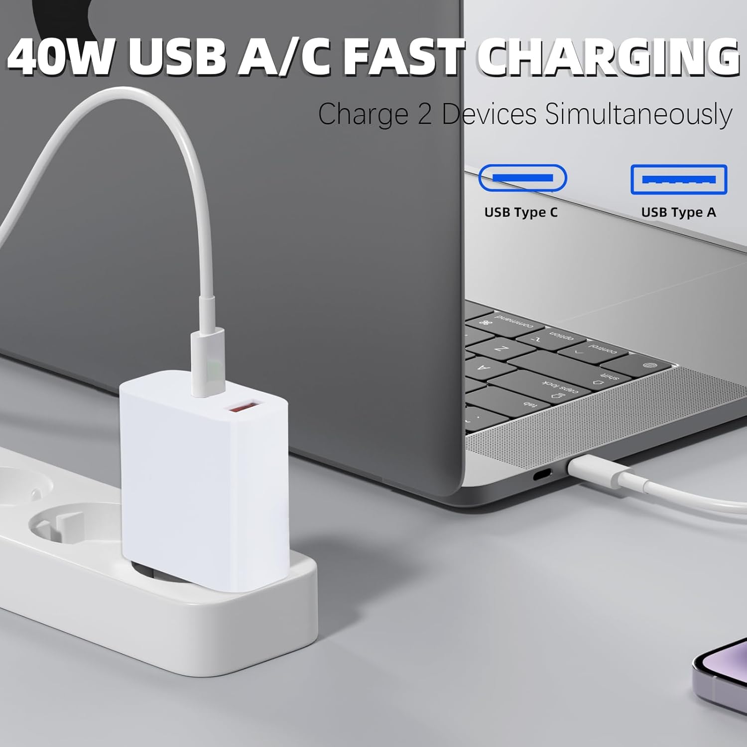 iPhone 17 16 15 Charger Fast Charging,40W Dual Port A/C Phone Charger Fast Charging USB C Wall Charger Block Quick