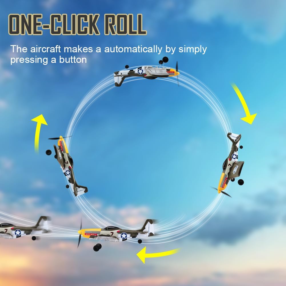 4 Channel P51 RC Plane for Adults Beginner Gift Easy Learning to Fly | 6-Axis Gyro, 3 Modes Stabilization