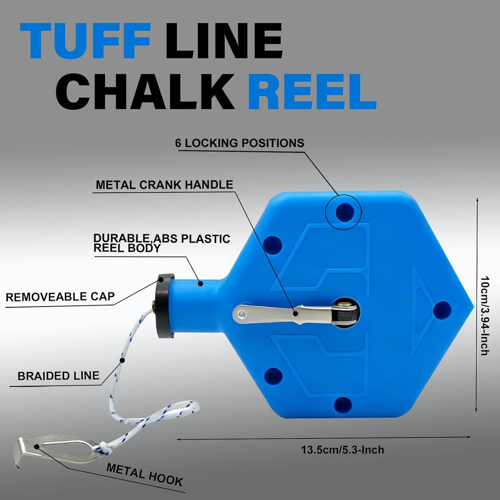 Heavy Duty Chalk Line, Professional Construction Marking Tool, 100-Foot Line, Ergonomic Design, for Measuring and
