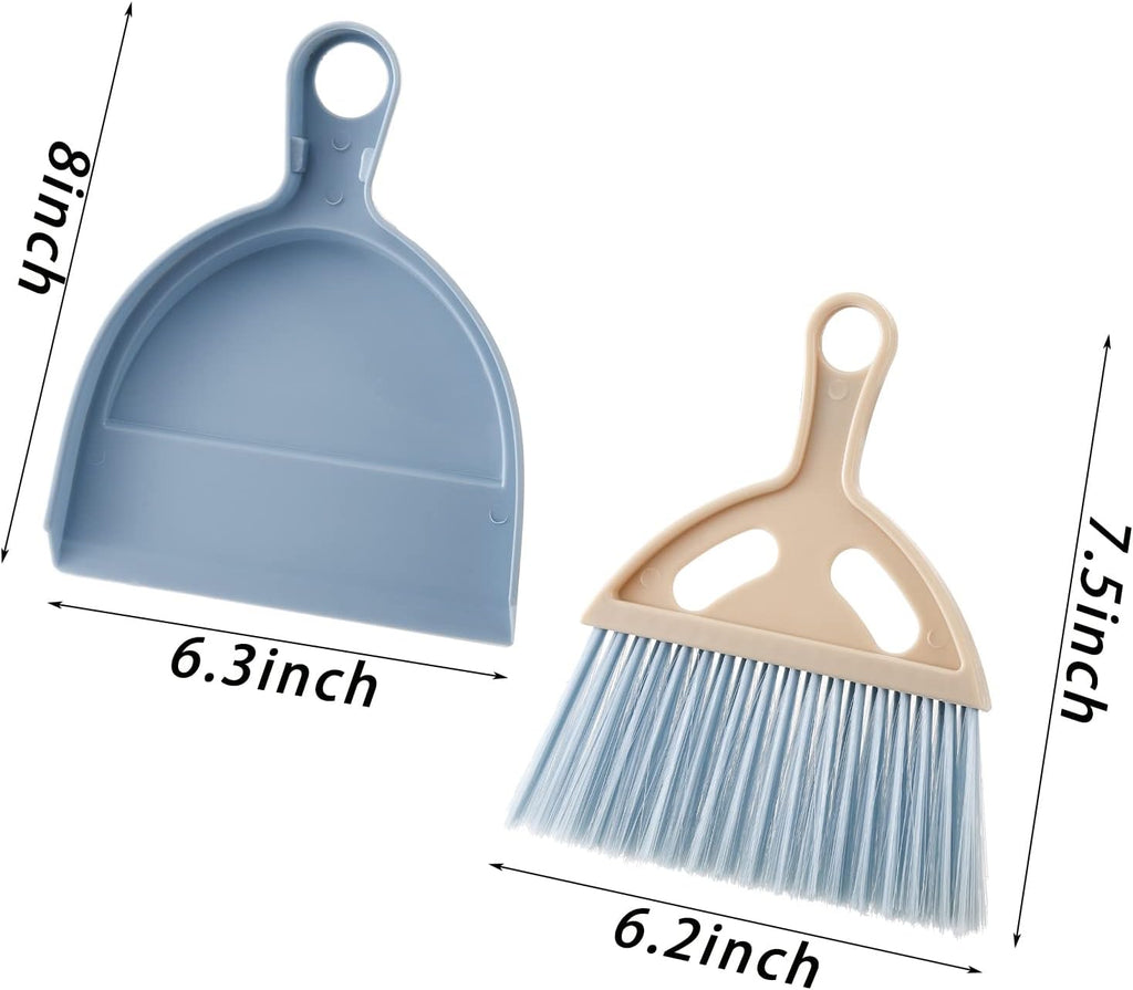 6 Pack Small Dustpan and Brush Set, Whisk Broom and Dust Pan with Handle, Nesting Tiny Cleaning Broom, Mini Hand