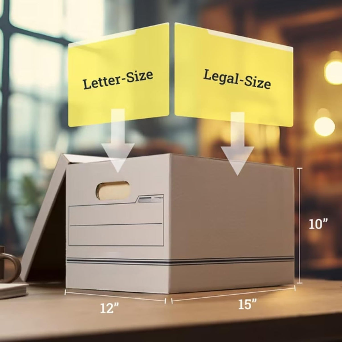 File Box with Lids 10 Pack White Cardboard Letter/Legal Size Storage Box
