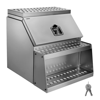 Semi-Truck Step Tool Box, 24" x 27.5" x 25.4" Heavy Duty Aluminum Toolbox Side Mount, Waterproof Side Storage Saddle