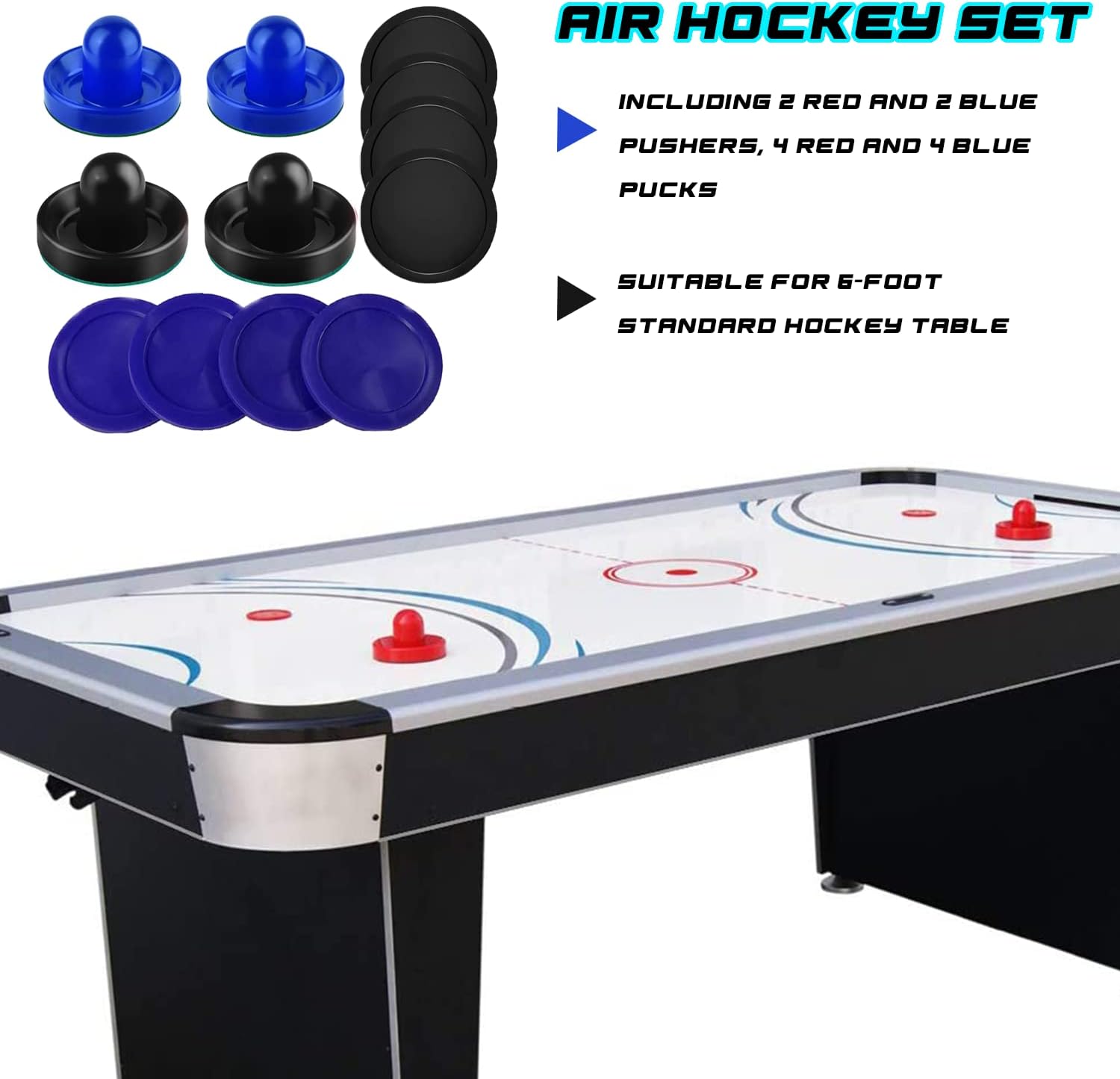 Air Hockey Pushers and Pucks - Air Hockey Paddles and Goal Handles Replacement Accessories for Game Tables (4
