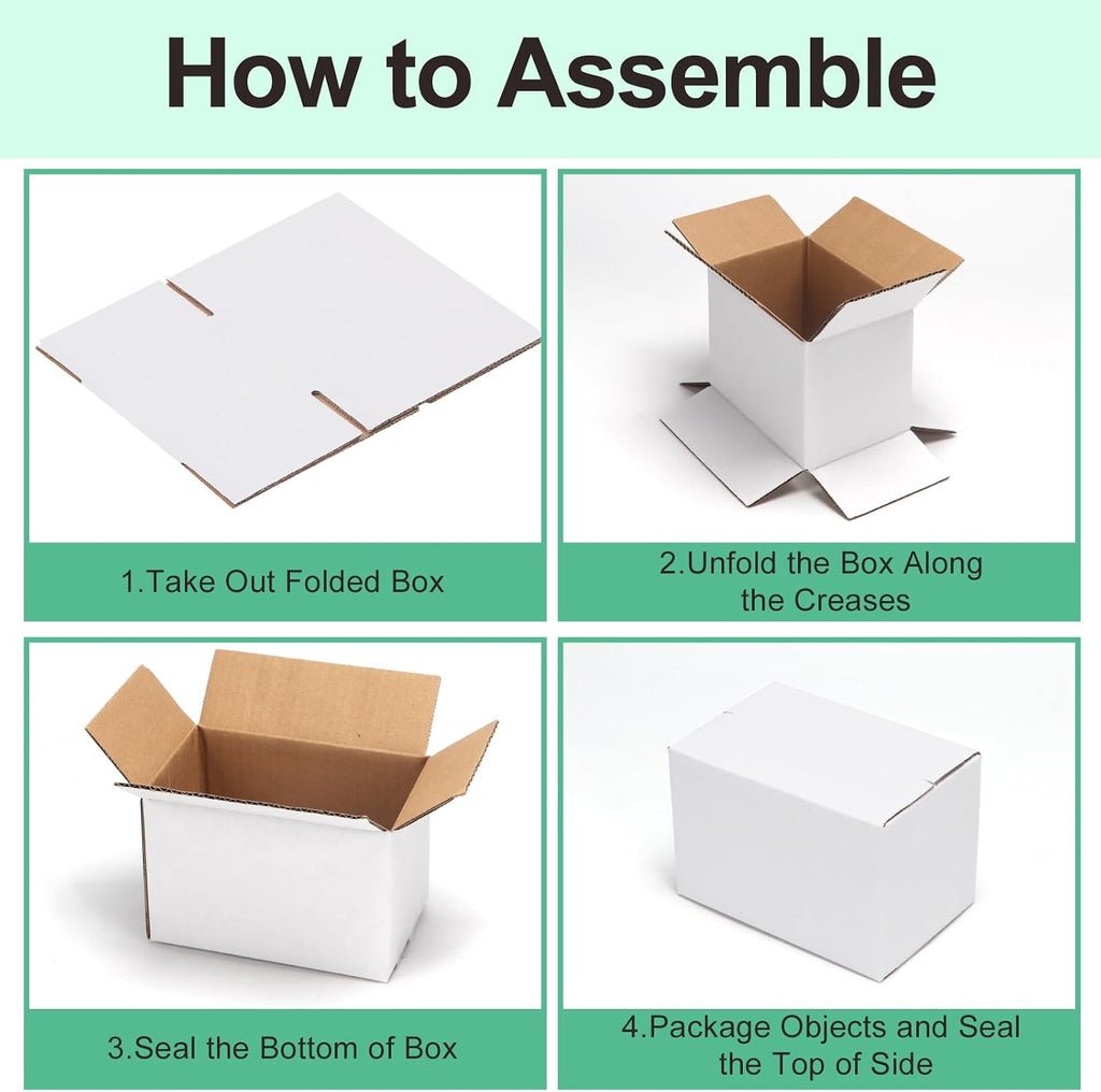 6x4x4 Shipping Boxes 50 Pack, White Cardboard Boxes Kraft Corrugated Mailer Boxes for Small Business