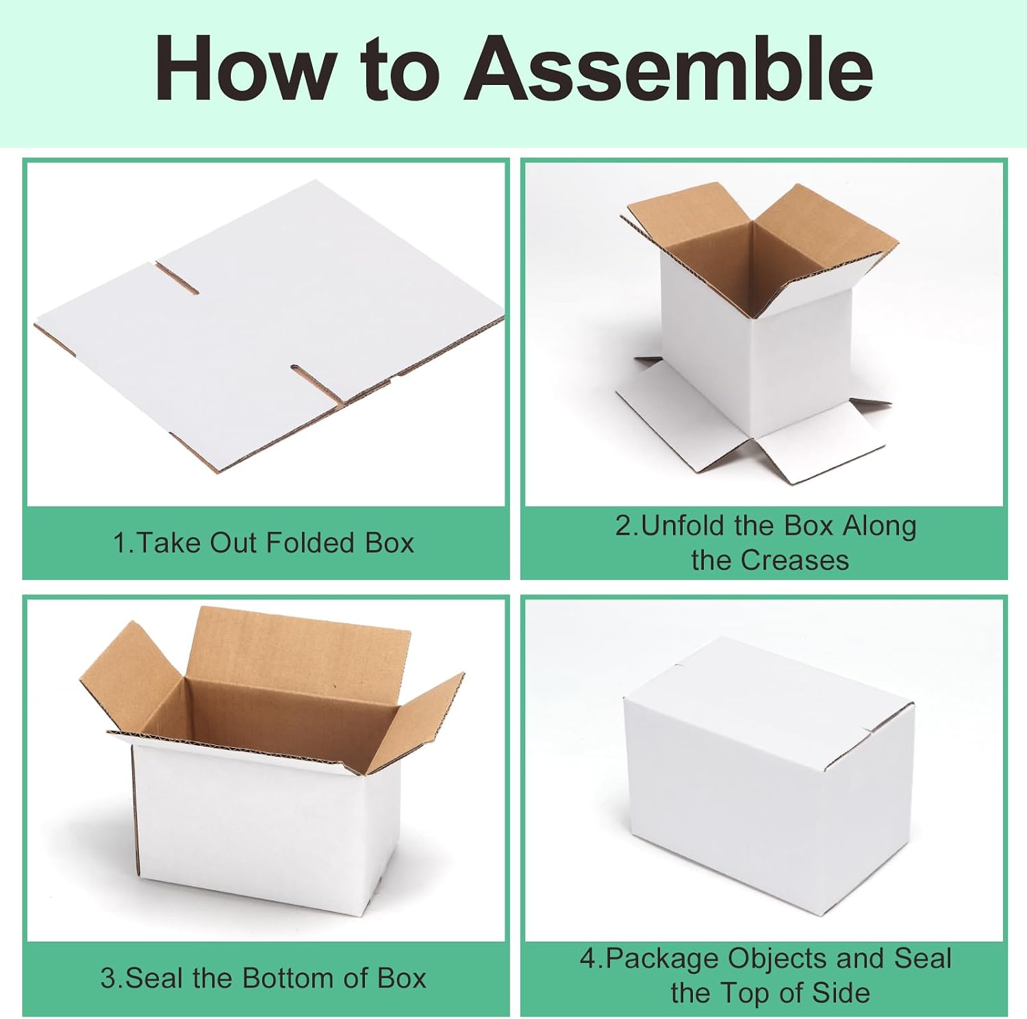 6x4x4 Shipping Boxes 50 Pack, White Cardboard Boxes Kraft Corrugated Mailer Boxes for Small Business