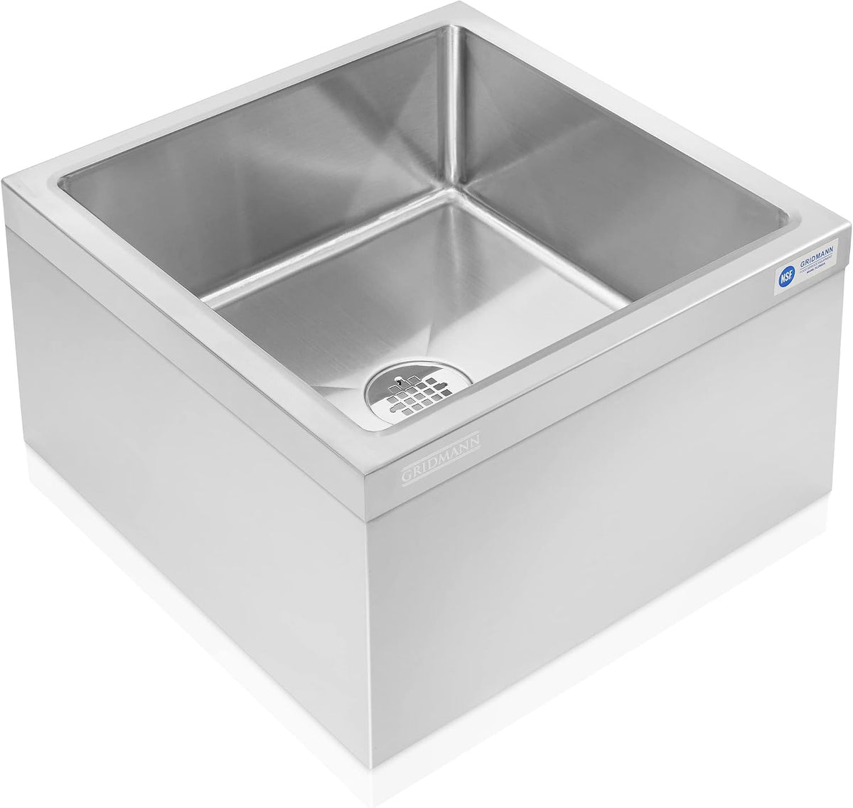 Stainless Steel Floor Mop Sink - 24" x 24" x 13", NSF Certified