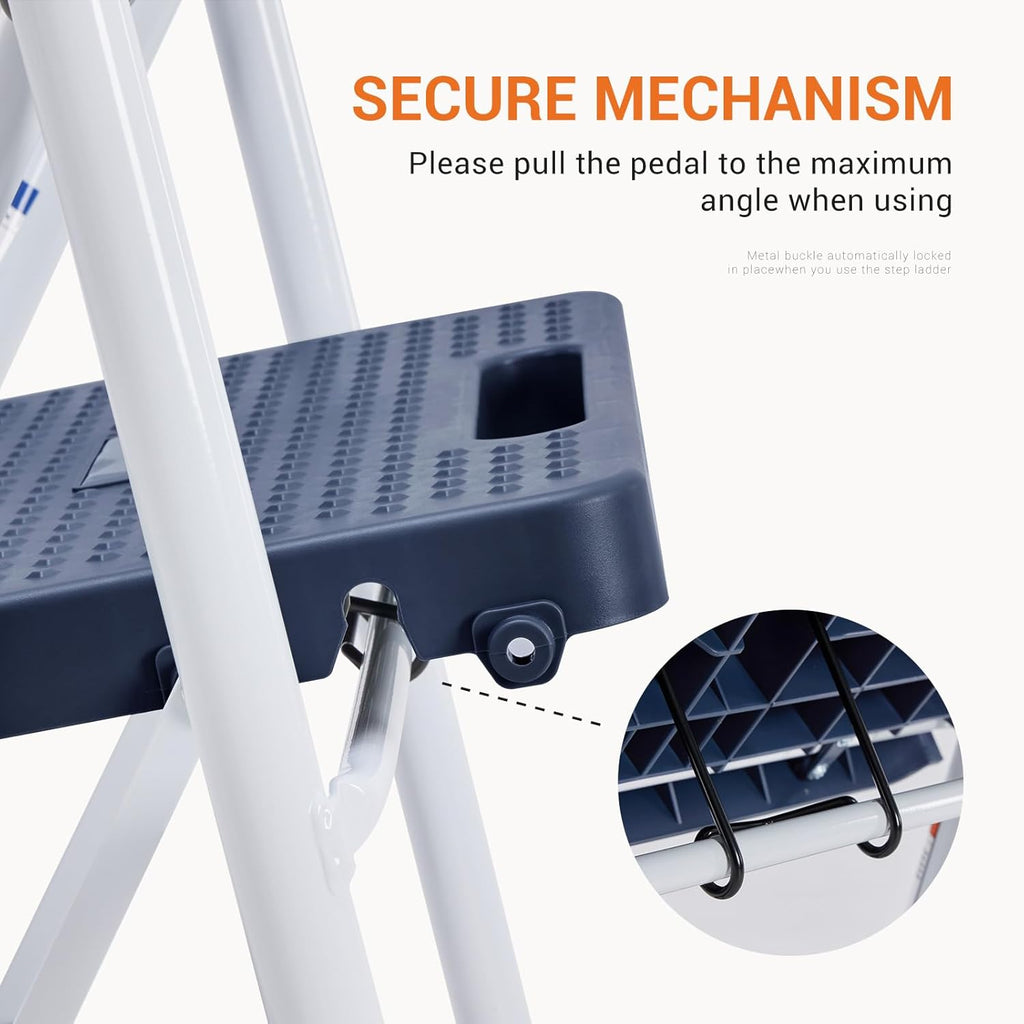 2 Step Ladder, 800lbs Folding Step Stool with Wide Anti-Slip Pedal, Sturdy Ladder, Convenient Handrail, Lightweight
