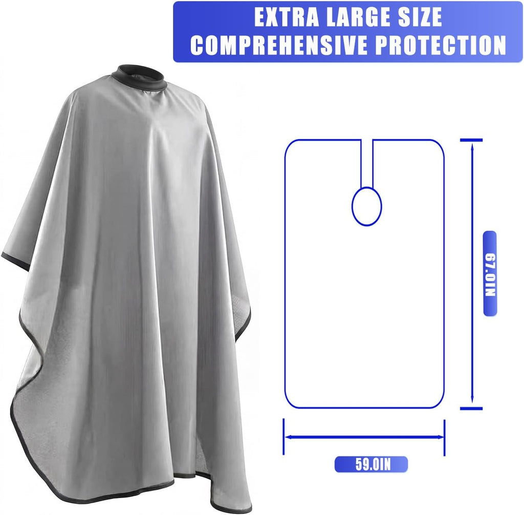 Professional Salon Barber Cape, Waterproof Polyester Hair Cutting Cape, Silicone Neckline, Snap Button Colla, Extra