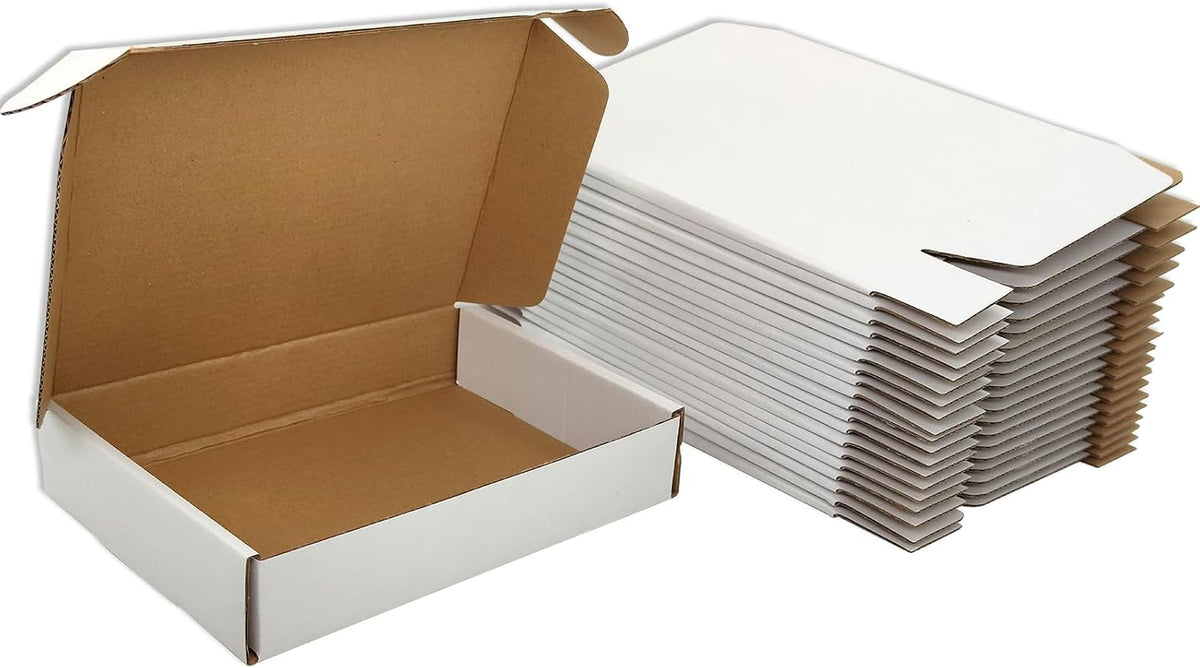 11x8x2 Shipping Boxes White Mailer Corrugated Cardboard Box Set of 25