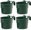 4 Pcs 8.5 Quart Hook Over Horse Feed Bucket, Hanging Plastic Livestock Animals Feed Bucket for Stall, Mountable Round