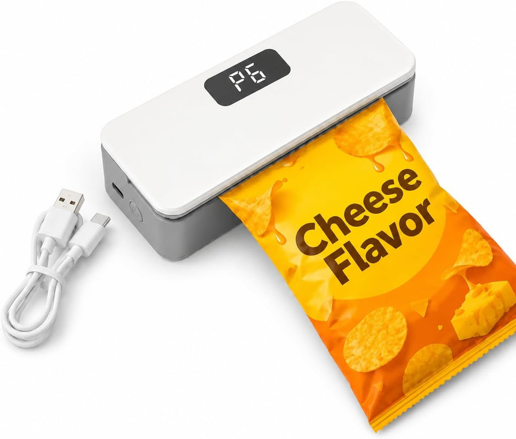 Mini Bag Sealer with Cutter, Rechargeable Heat Sealer, LED Display